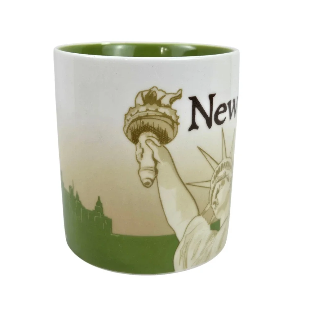 Starbucks Coffee New York Collector Series Mug Statue Of Liberty & Skyline 16 Oz